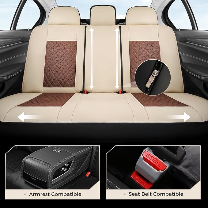 Universal Seat Covers — Full Set — Beige / Brown