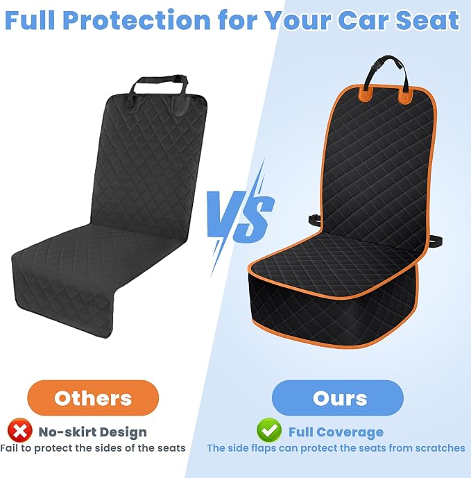 Pet Car Seat Protector — Front Seat — Black / Orange