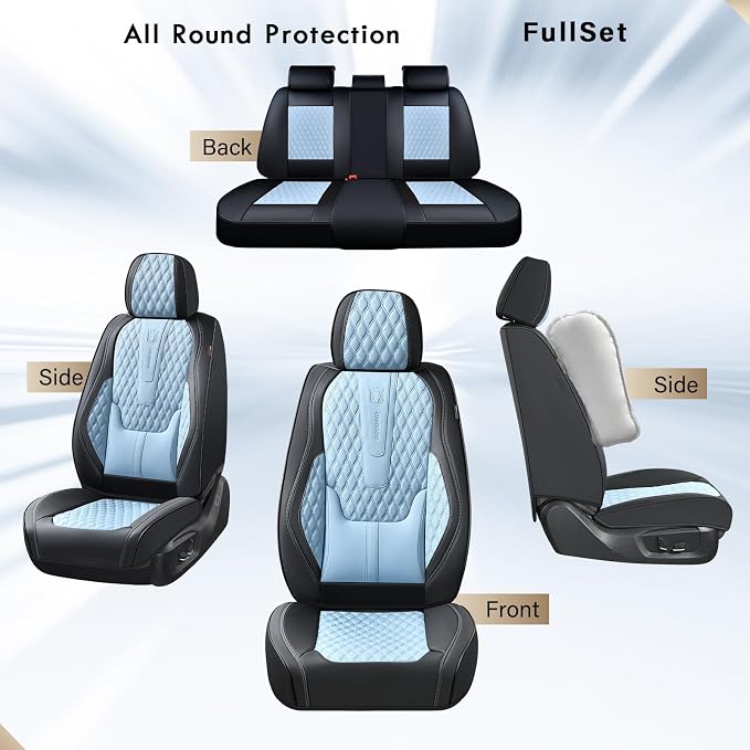 Universal Seat Covers — Full Set — Black / Blue