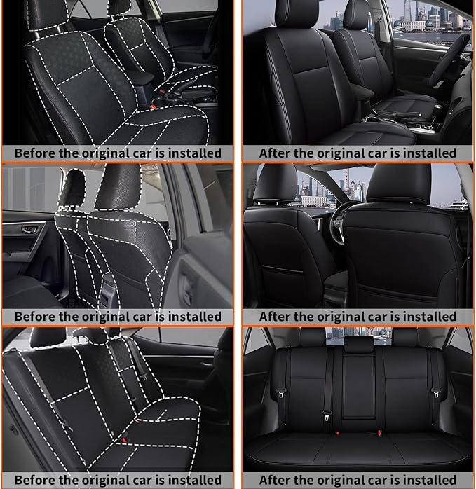 Faux Leather Seat Covers for Toyota Corolla — Full Set — Black