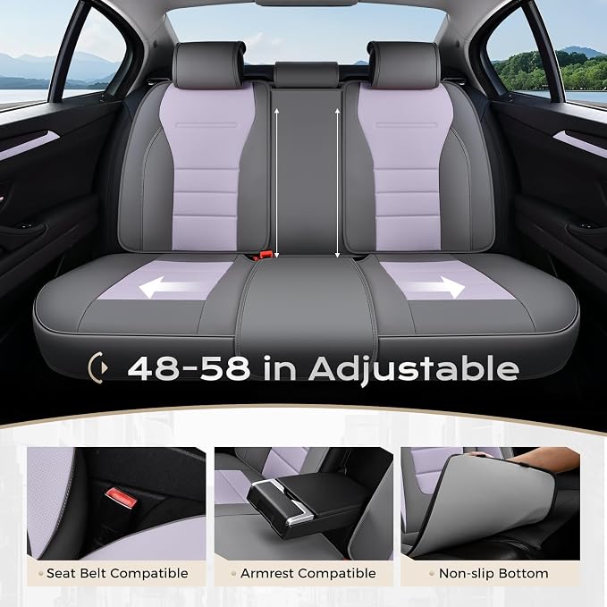 Universal Seat Covers — Full Set — Gray / Purple