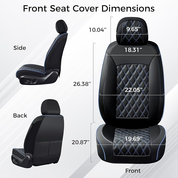Universal Seat Covers — Front Seat — Black / Blue