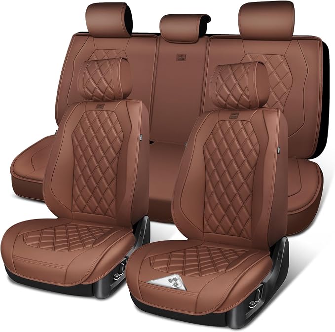 Universal Faux Leather Seat Covers — Full Set — Brown