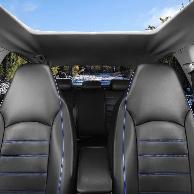 Universal Faux Leather Seat Covers — Front Seat — Blue