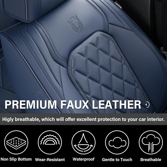 Universal Faux Leather Seat Covers — Full Set — Blue