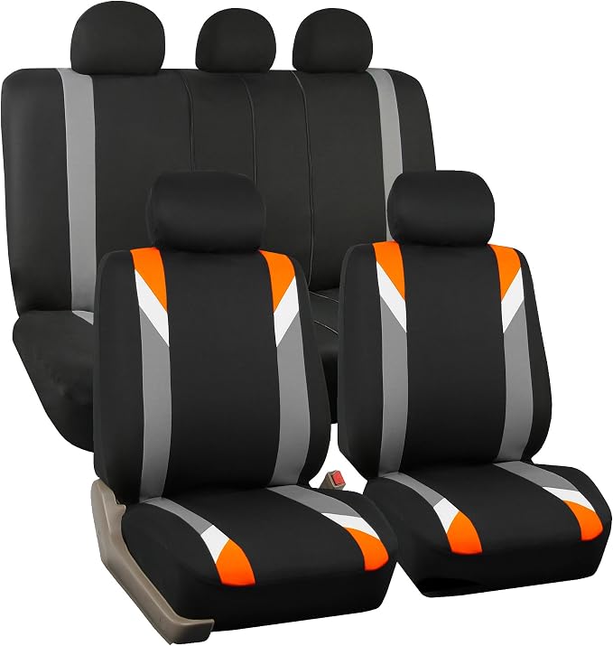 Universal Fabric Seat Covers — Full Set — Orange