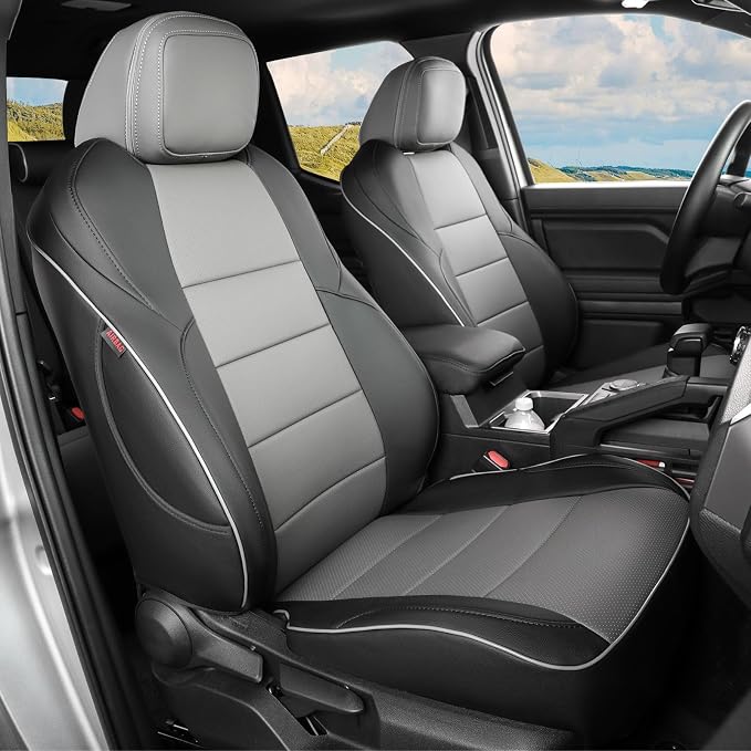 Faux Leather Seat Covers for Toyota Tacoma — Front Seat — Black / Gray