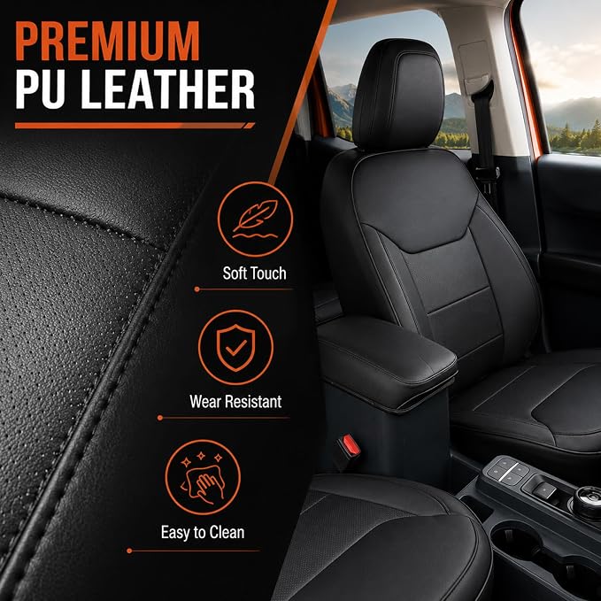 Faux Leather Seat Covers for Ford Maverick — Full Set — Black