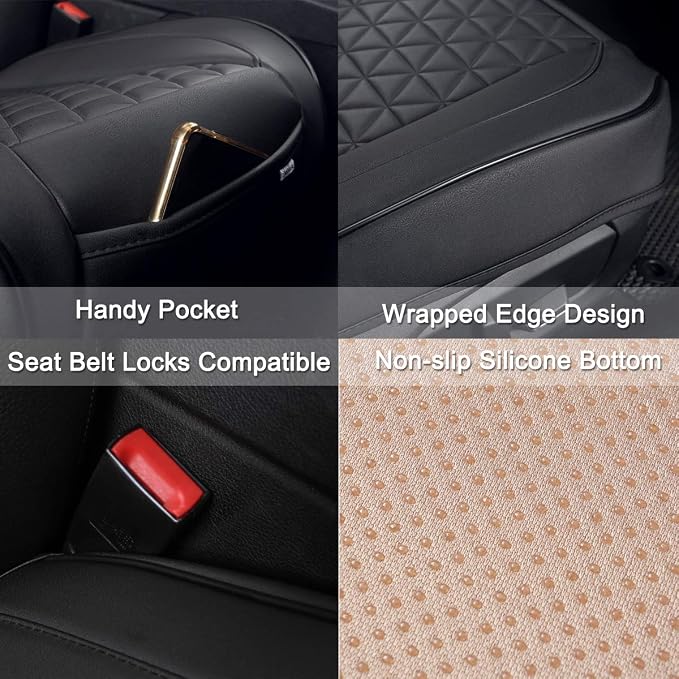 Universal Faux Leather Seat Covers — Front Seat — Black