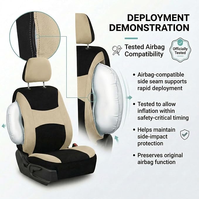 Universal Fabric Seat Covers — Beige