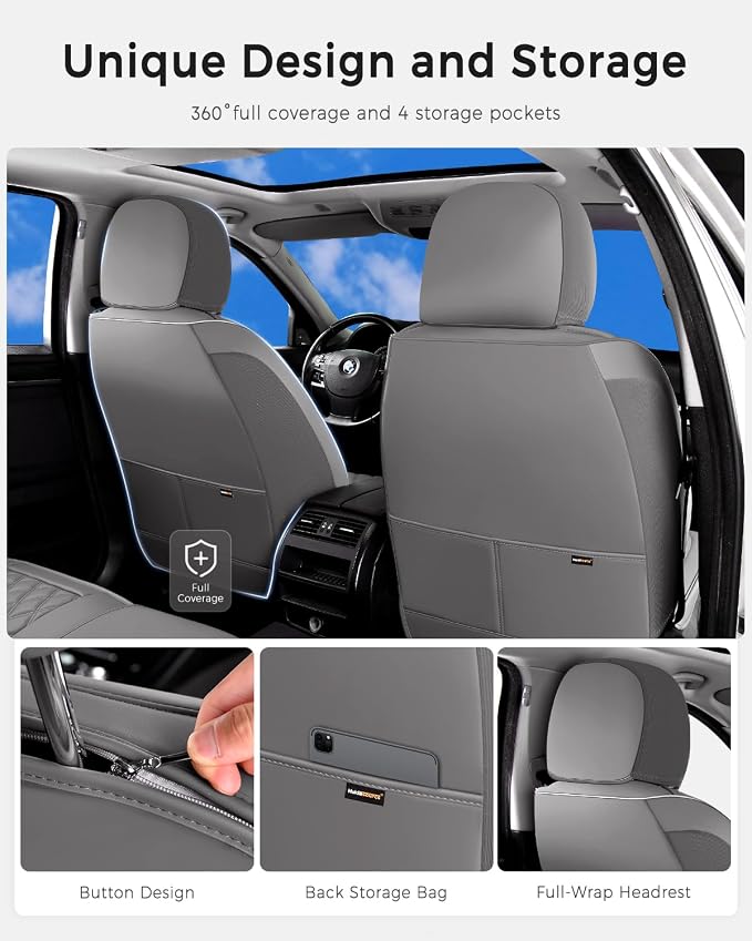 Universal Seat Covers — Front Seat — Gray