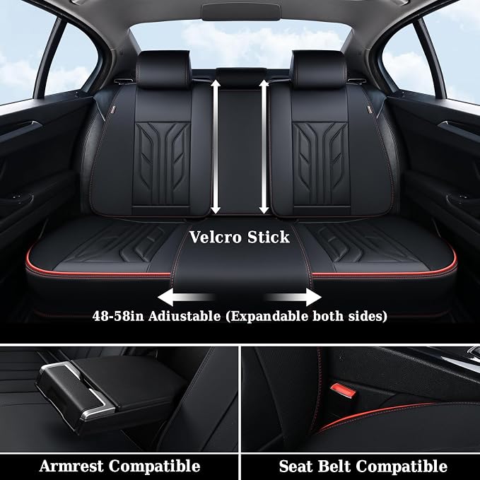 Universal Seat Covers — Full Set — Black / Red