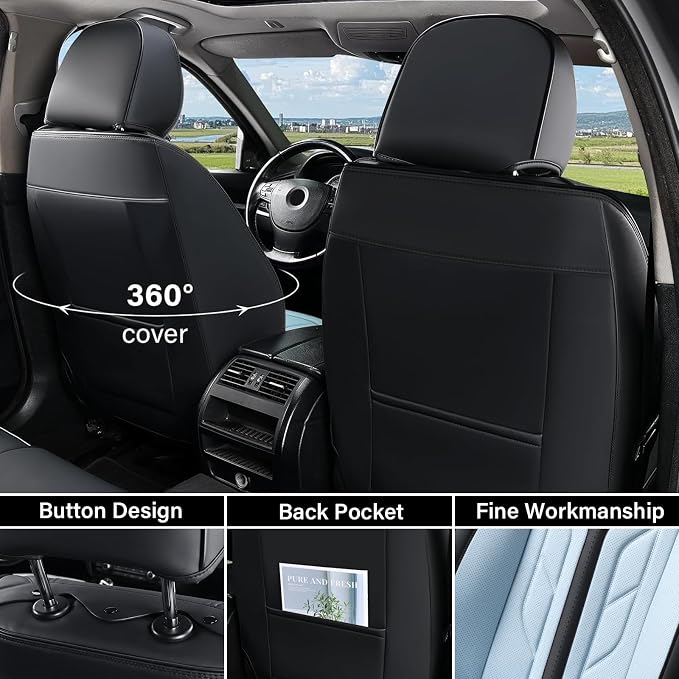 Universal Seat Covers — Full Set — Black / Blue