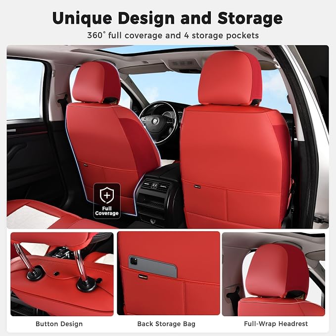 Universal Seat Covers — Front Seat — Red / White