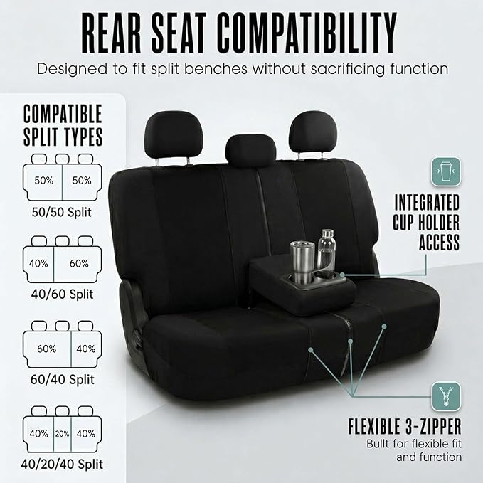 Universal Fabric Seat Covers — Full Set — Black