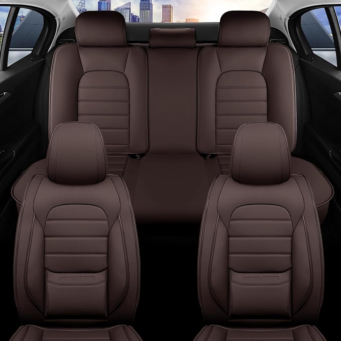 Universal Faux Leather Seat Covers — Full Set — Brown