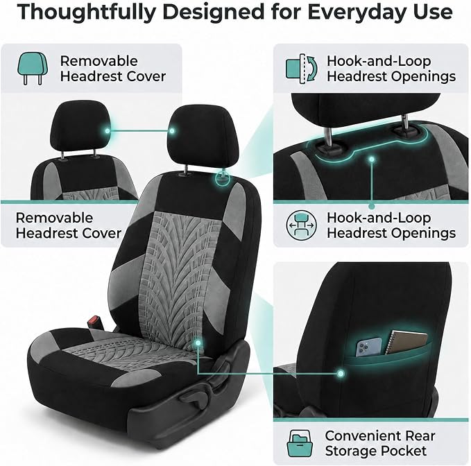 Universal Fabric Seat Covers — Front Seat — Beige