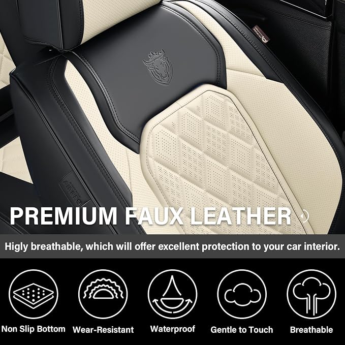 Universal Faux Leather Seat Covers — Front Seat — Black / White