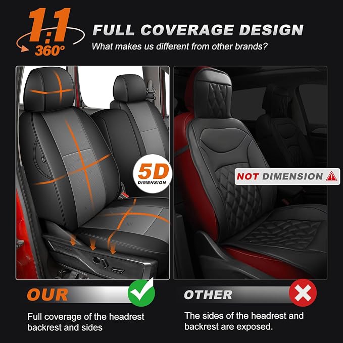 Faux Leather Seat Covers for Chevrolet Silverado / GMC Sierra — Full Set — Black / Gray