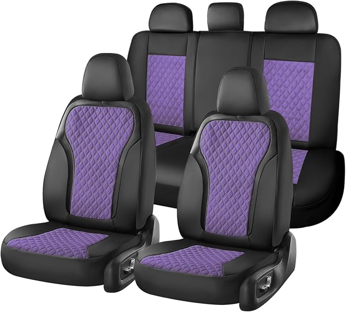 Universal Seat Covers — Full Set — Black / Purple