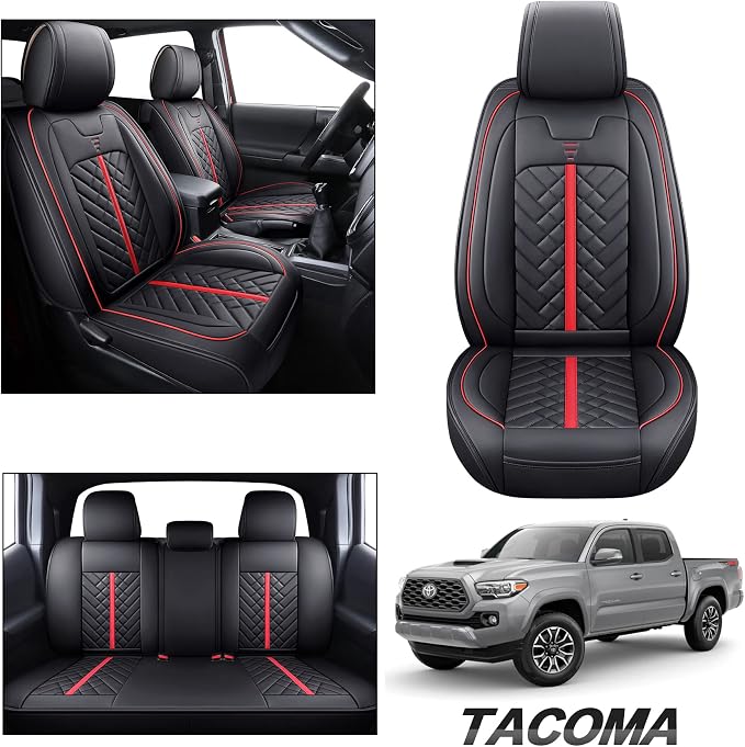 Seat Covers for Toyota Tacoma — Full Set — Black / Red