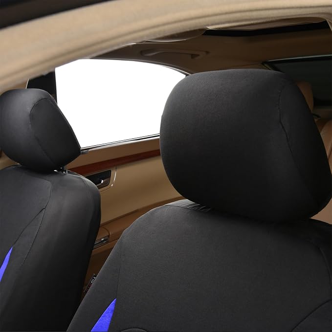Fabric Car Seat Covers — Full Set — Black / Gray / Purple