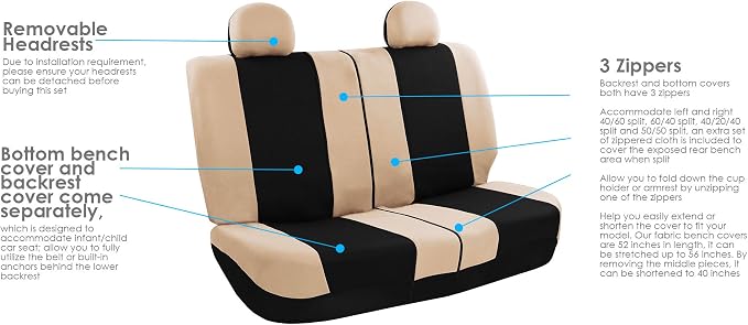 Universal Seat Covers — Full Set — Beige