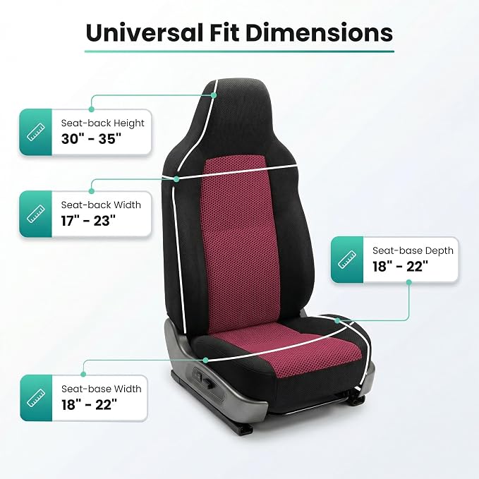 Universal Fabric Seat Covers — Front Seat — Burgundy