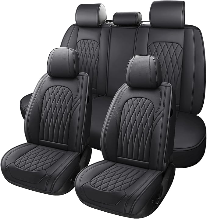 Universal Faux Leather Seat Covers — Full Set — Black