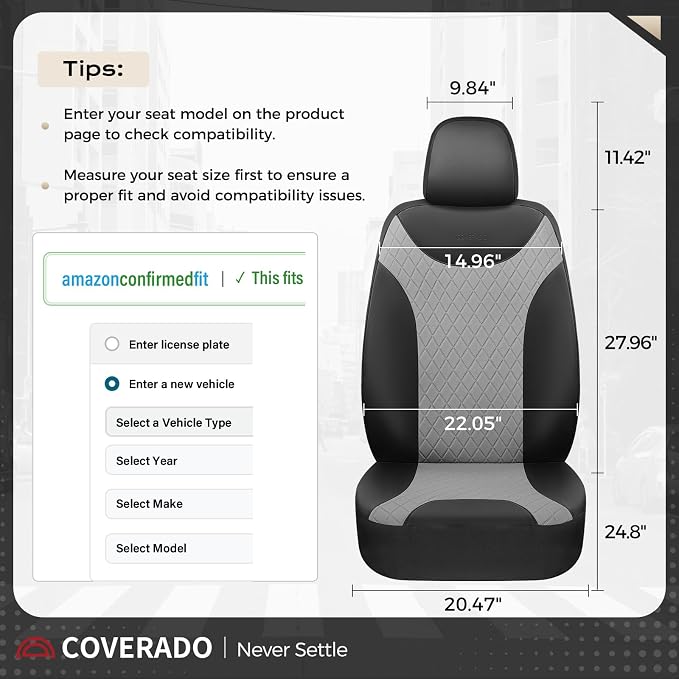 Universal Seat Covers — Front Seat — Black / Gray