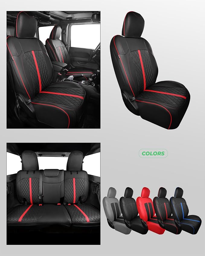 Seat Covers for Jeep Wrangler — Full Set — Black / Red
