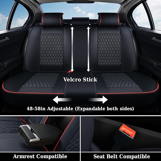 Universal Seat Covers — Full Set — Black / Red