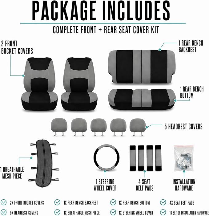Universal Seat Covers — Gray / Black