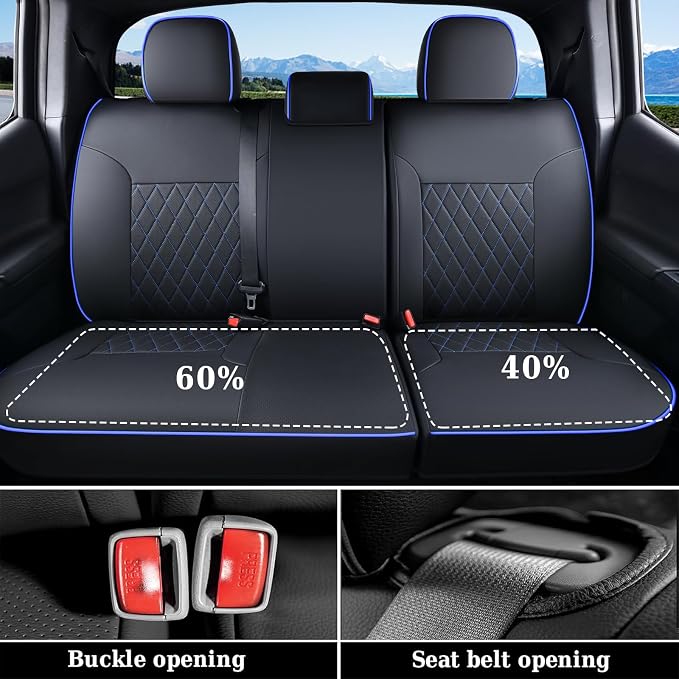 Faux Leather Seat Covers for Toyota Tacoma — Full Set — Blue