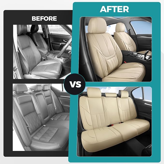 Universal Faux Leather Seat Covers — Beige