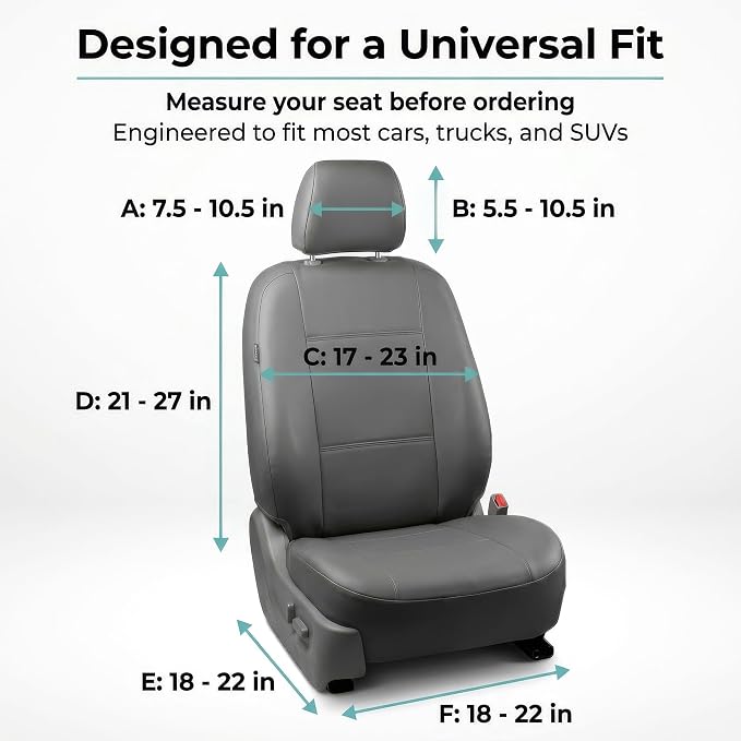Universal Faux Leather Seat Covers — Front Seat — Gray