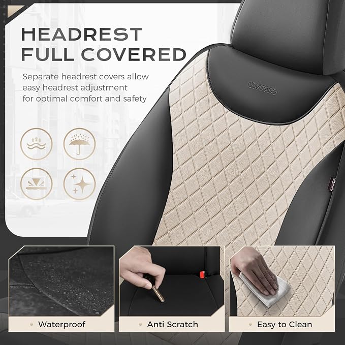 Universal Seat Covers — Front Seat — Black / Beige