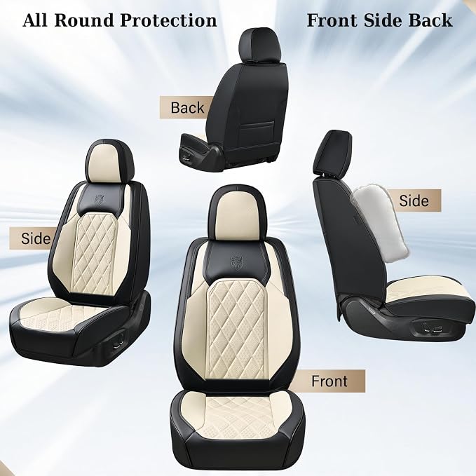 Universal Faux Leather Seat Covers — Front Seat — Black / White