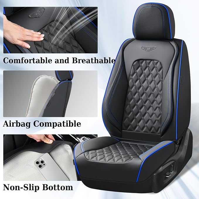 Universal Seat Covers — Front Seat — Black / Blue