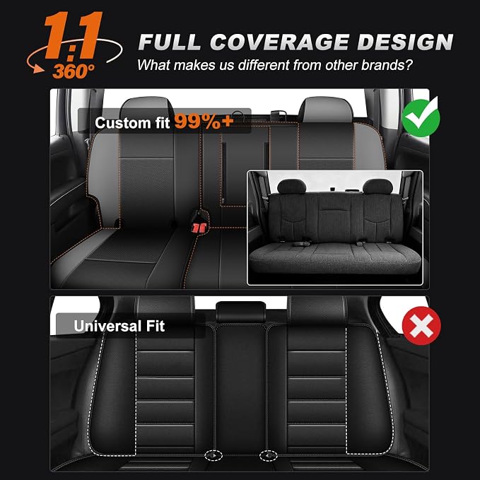 Faux Leather Seat Covers for Chevrolet Silverado / GMC Sierra — Full Set — Black / Gray