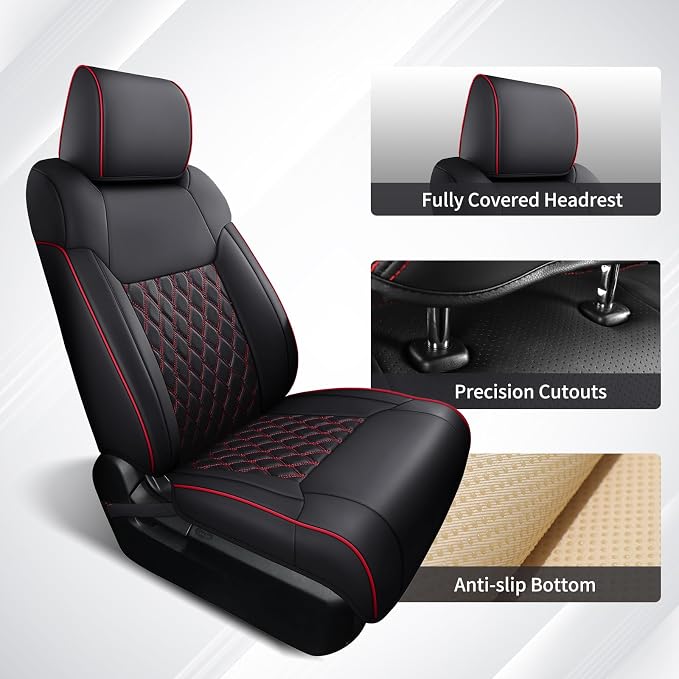 Seat Covers for Toyota Tacoma — Front Seat — Black / Red