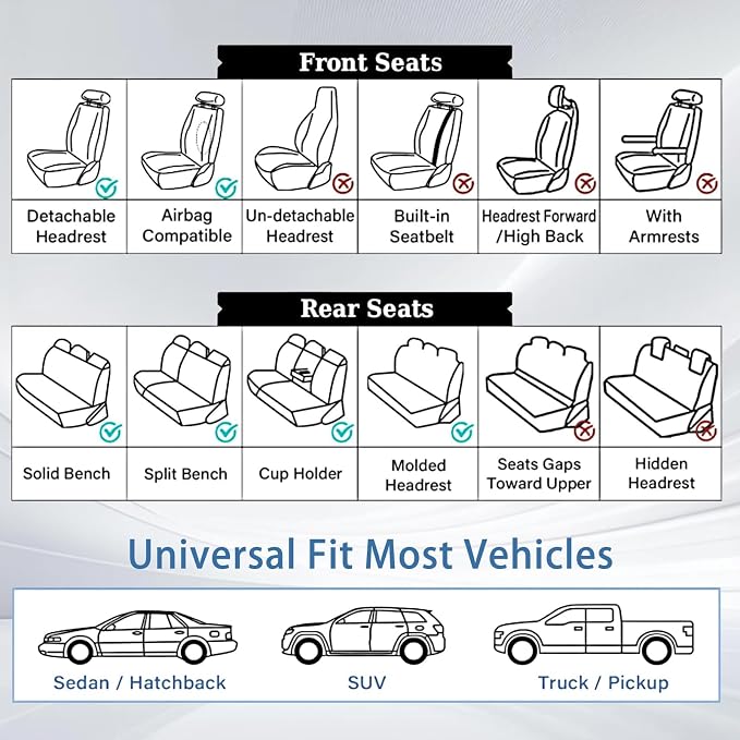 Universal Faux Leather Seat Covers — Full Set — Beige