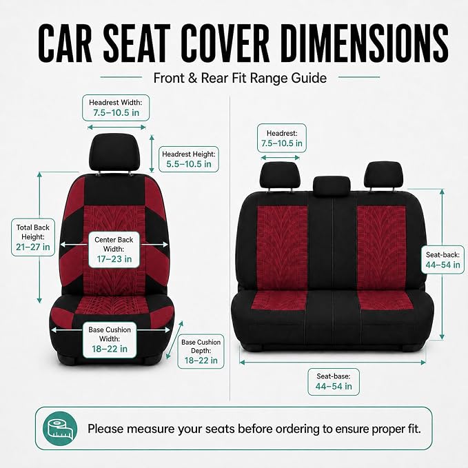 Universal Seat Covers — Full Set — Burgundy