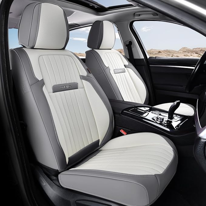 Universal Seat Covers — Full Set — Gray / White