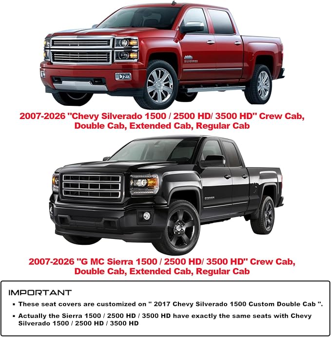 Faux Leather Seat Covers for Chevrolet Silverado / GMC Sierra — Full Set — Black / Red