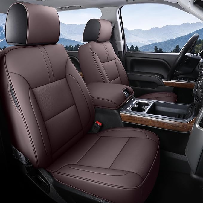 Faux Leather Seat Covers for Chevrolet Silverado / GMC Sierra — Full Set — Brown