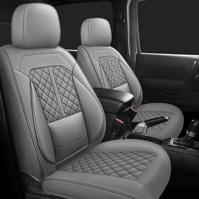 Faux Leather Car Seat Covers — Front Seat — Gray