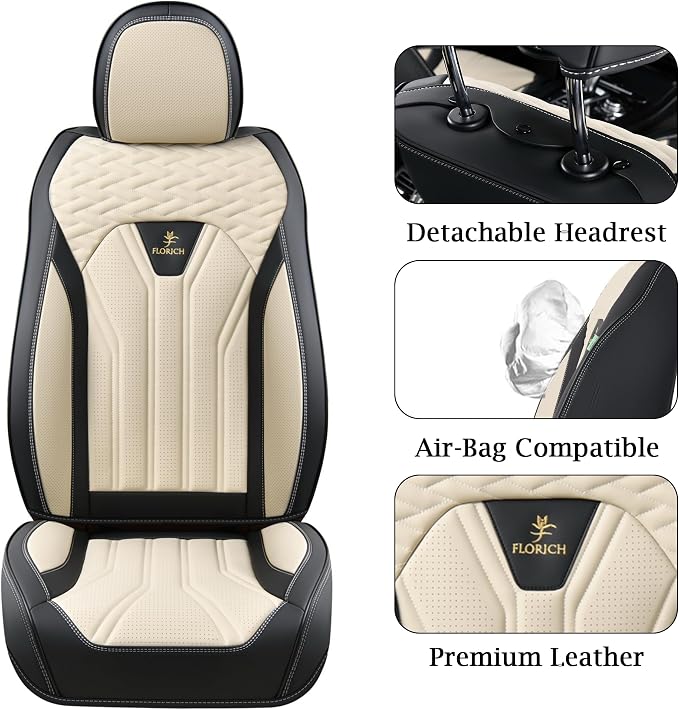 Universal Seat Covers — Full Set — Black / Beige