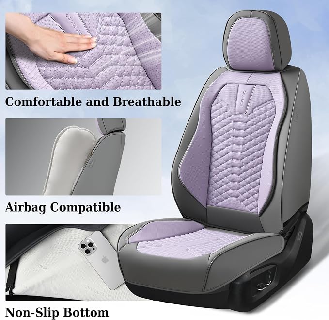 Universal Seat Covers — Full Set — Gray / Purple