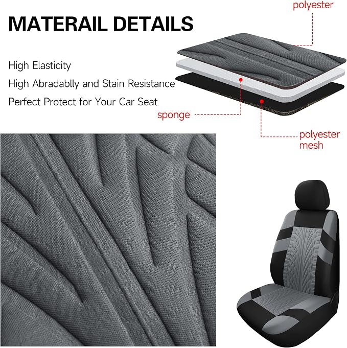 Universal Seat Covers — Front Seat — Black / Gray